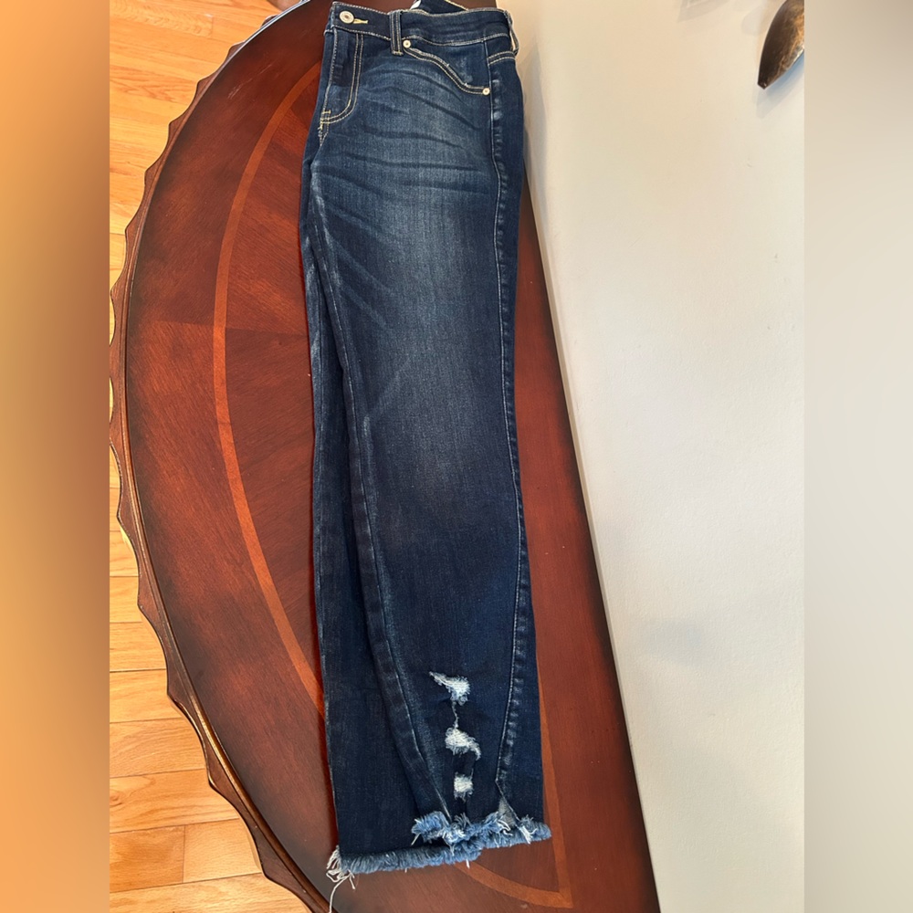Dark Blue Distressed Jeans by KanCan